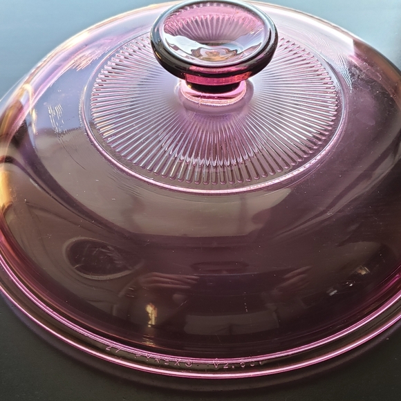 Vintage Pyrex/Corning #27/V2/5Cup Cranberry Purple Glass Cookware Lid Only - Picture 6 of 14